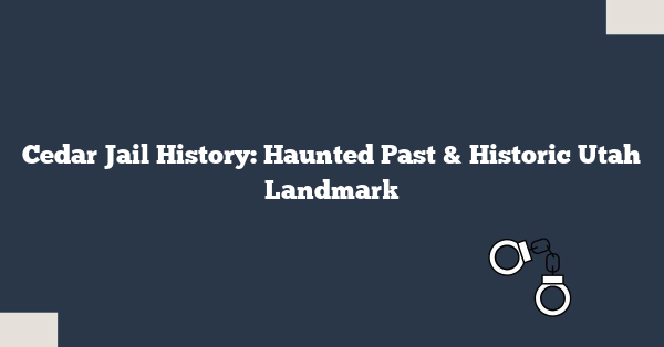 Cedar Jail History: Haunted Past & Historic Utah Landmark
