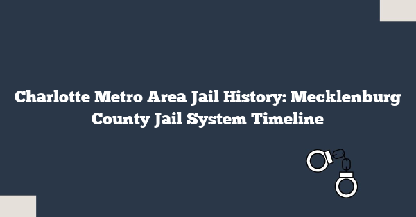 Charlotte Metro Area Jail History: Mecklenburg County Jail System Timeline